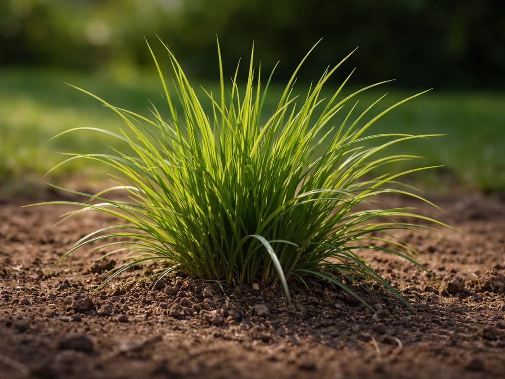 Close-up van een graspol met duidelijke bladstructuur en groeivorm in natuurlijk daglicht.