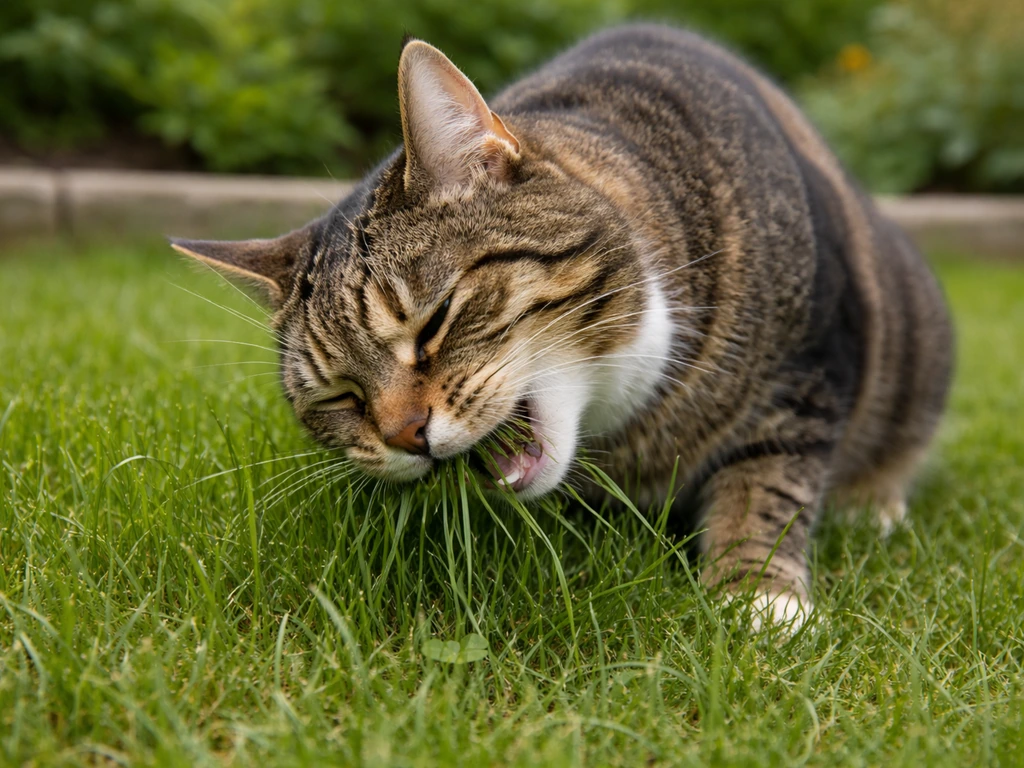 Kat eet gras in de tuin: oorzaken, risico’s en stappenplan