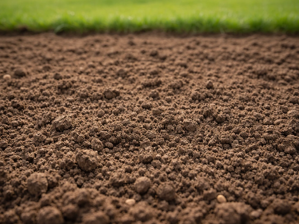 Losgewerkte, geventileerde gazonbodem met fijne structuur, klaar voor hybride graszaad en zaaien.